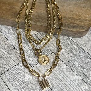 Elegant Gold Tone Necklace Trio NWT